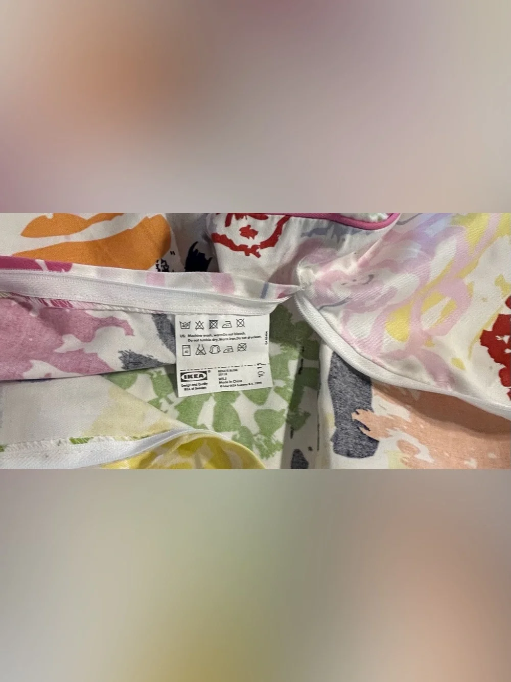 IKEA Renate Blom Pair 25 x 26 Pillow Cover Zip Sham Multicolor Purple Red Pink